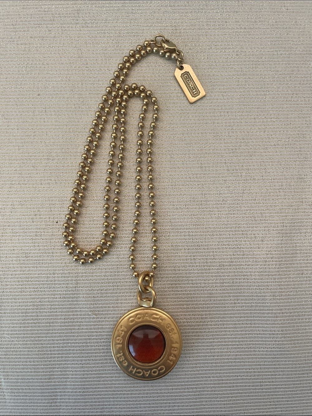 Coach Gold-Tone Necklace with Amber Center Accent